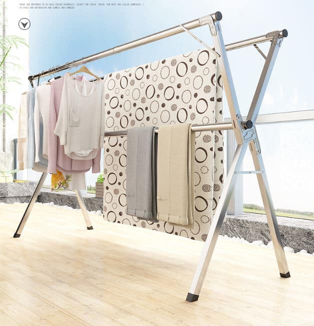 منشر ملابس مزدوج وقابل للطي من الفولاذ المقاوم للصدأ