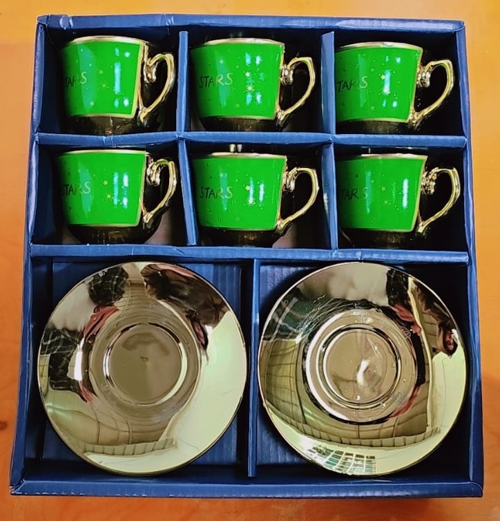 طقم فناجين قهوة تركي فاخر من السيراميك عالى الجودة ،12 قطعة