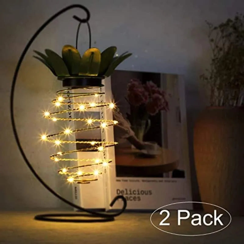 مصباح يعمل بالطاقة الشمسية على شكل أناناس حلزوني مقاوم للماء (قطعتين)