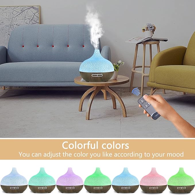 موزع روائح عطرية، صانع رذاذ مع إضاءة ليلية ملونة، منقي هواء للمكتب والمنزل، 400 مل