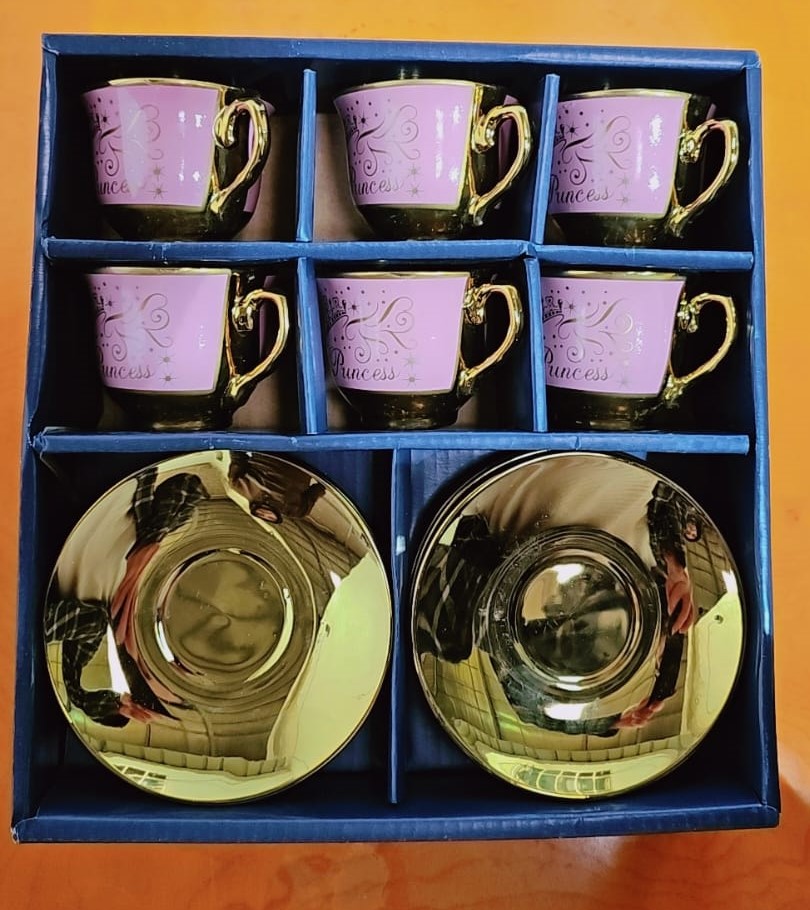 طقم فناجين قهوة تركي فاخر من السيراميك عالى الجودة ،12 قطعة