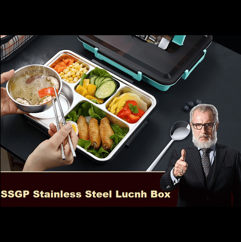 صينية لتقديم وجبات الطعام من الفولاذ المقاوم للصدأ 304 من SSGP بغطاء عازل من السيليكون