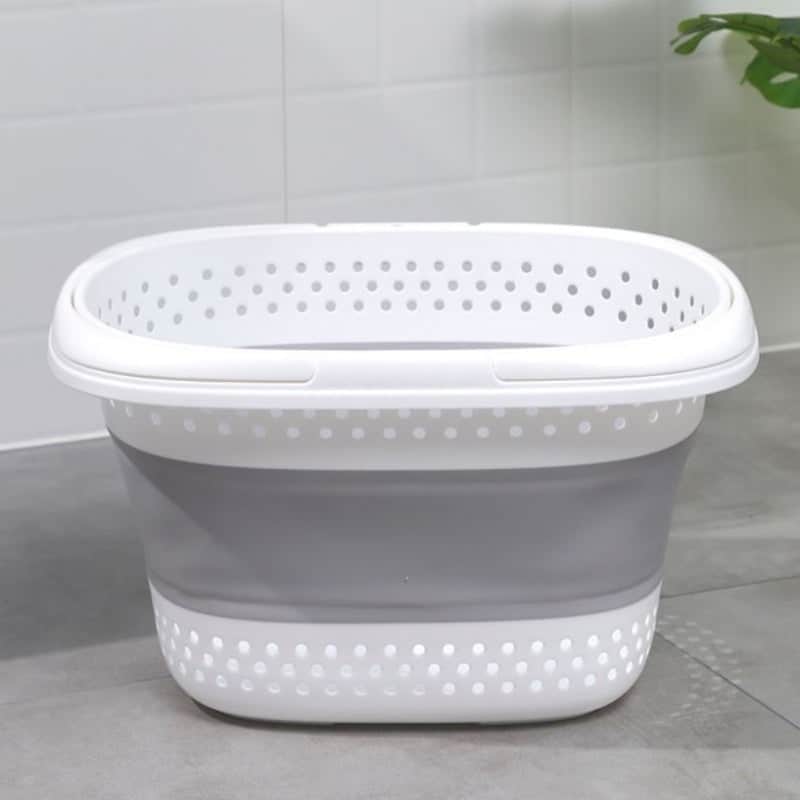 سلة غسيل محمولة خفيفة الوزن وقابلة للطي بمقابض