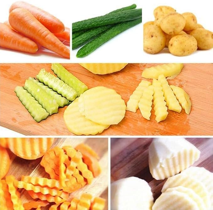 طقم سكاكين بطاطس ستانلس ستيل مكون من 2 سكين مموجتين ومقشرة، طقم 3قطع