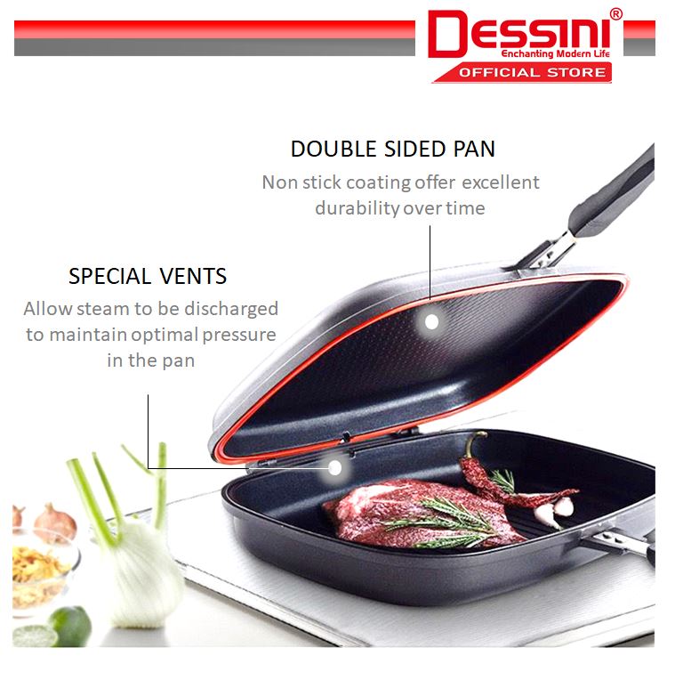 طاسة ضغط شواية بجانبين جرانيت ايطالي مقاومة للالتصاق 36 سم من Dessini Italy