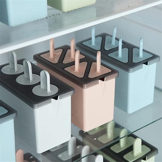 علبة أعواد آيس كريم 4 في 1 مع أعواد بلاستيكية فاخرة