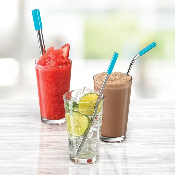 طقم شفاطات و فرشاة من الستانلس ستيل الغير قابل للصدأ مع حقيبة - 5 قطع