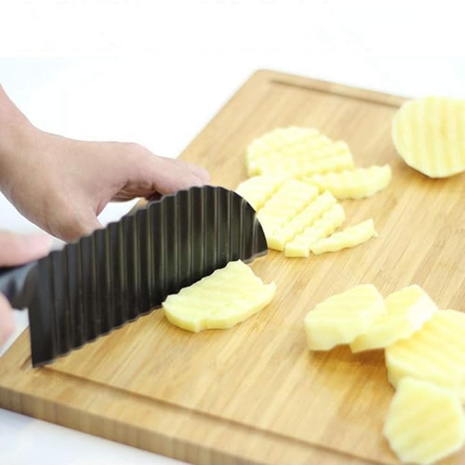 طقم سكاكين بطاطس ستانلس ستيل مكون من 2 سكين مموجتين ومقشرة، طقم 3قطع