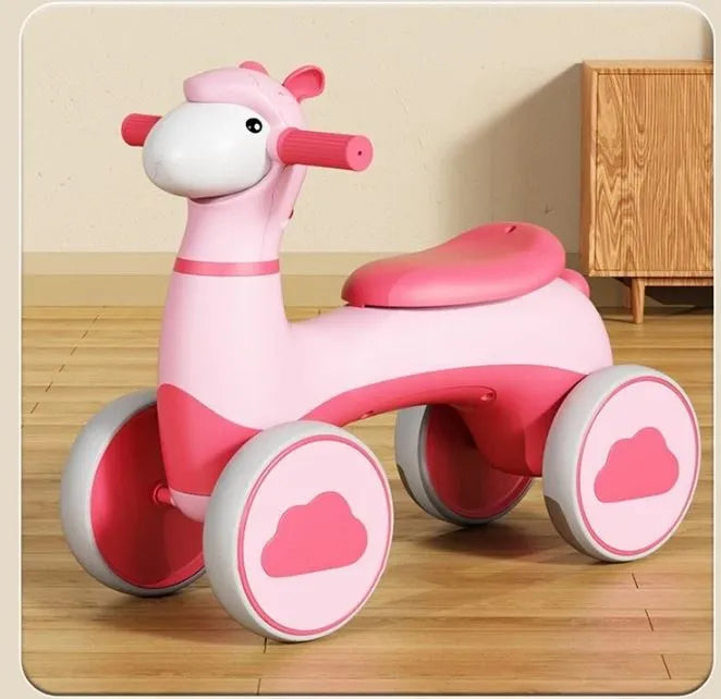 سيارة توازن للأطفال بأربع عجلات مع إضاءة وموسيقى