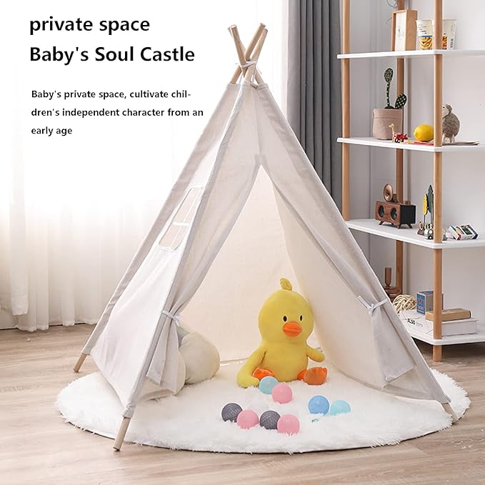 خيمة أطفال محمولة، خيمة أطفال قماشية و4 أعمدة خشبية قابلة للطي