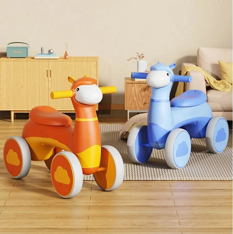 سيارة توازن للأطفال بأربع عجلات مع إضاءة وموسيقى