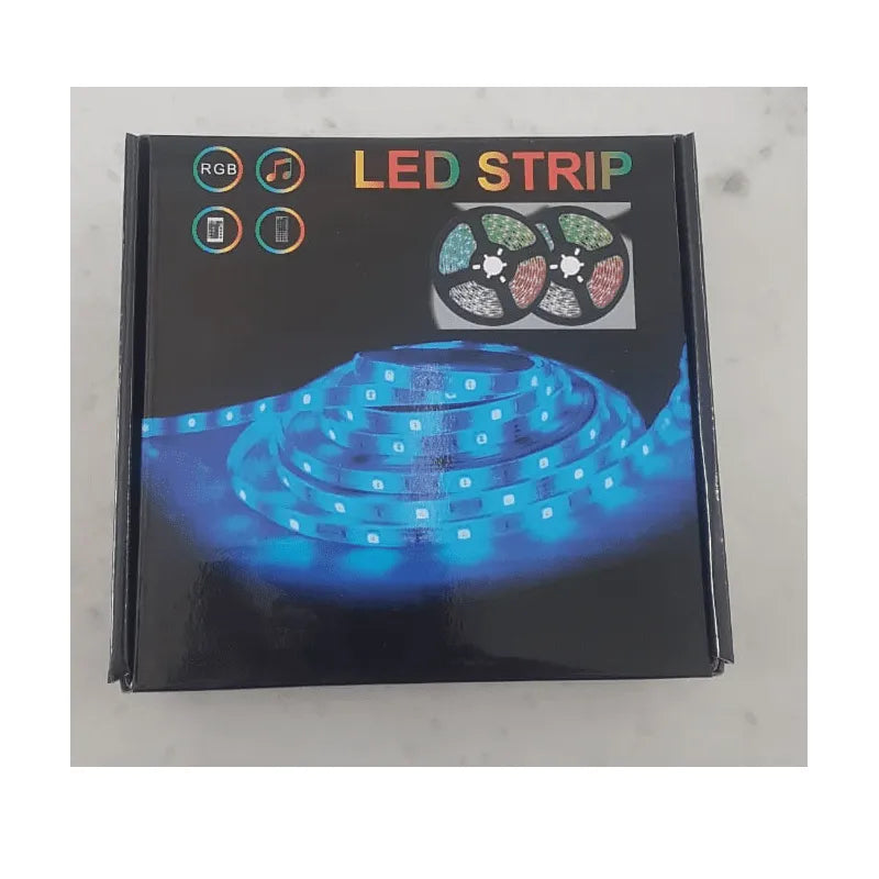 شريط إضاءة LED متعدد الألوان مرن مقاوم للماء بطول 5 متر مع لوحة تحكم عن بعد