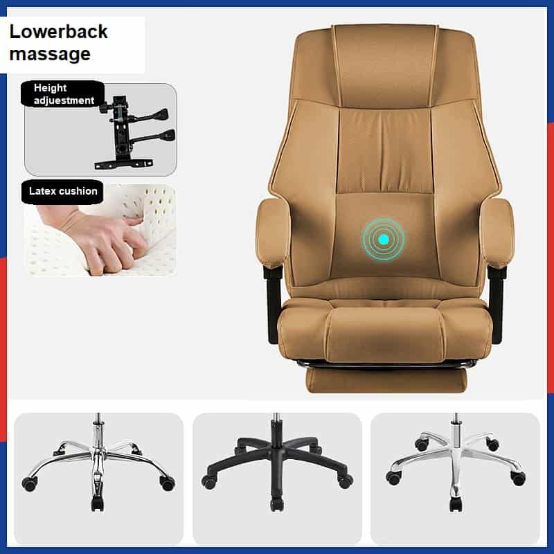 كرسي مكتب للتدليك بوسادة من اللاتكس لدعم الظهر ومسند للقدمين