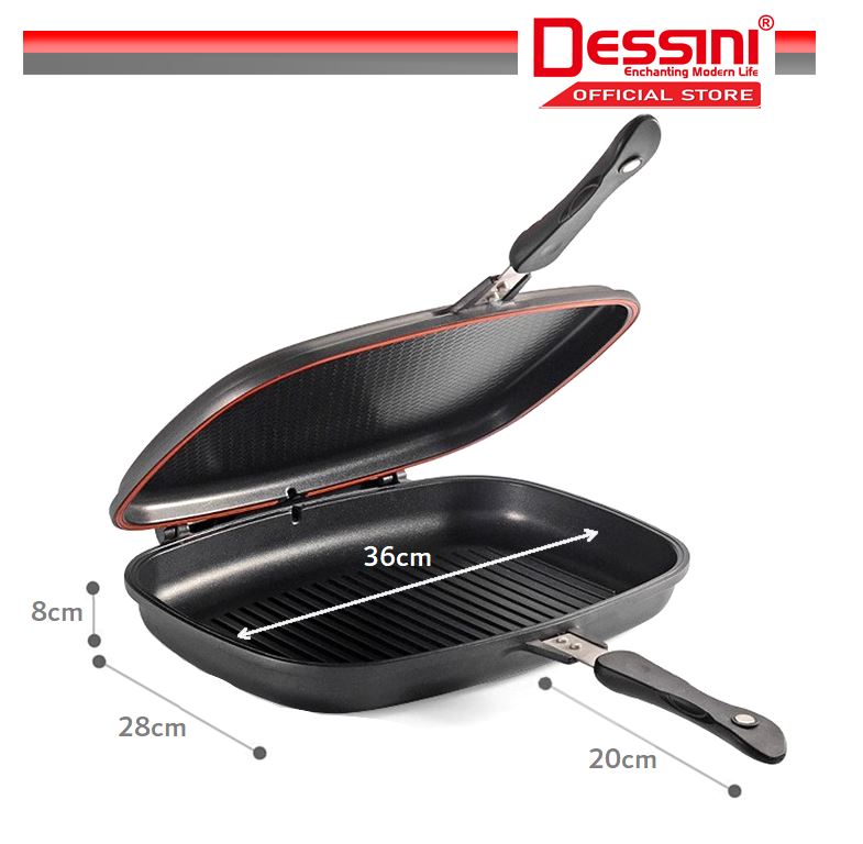 طاسة ضغط شواية بجانبين جرانيت ايطالي مقاومة للالتصاق 36 سم من Dessini Italy