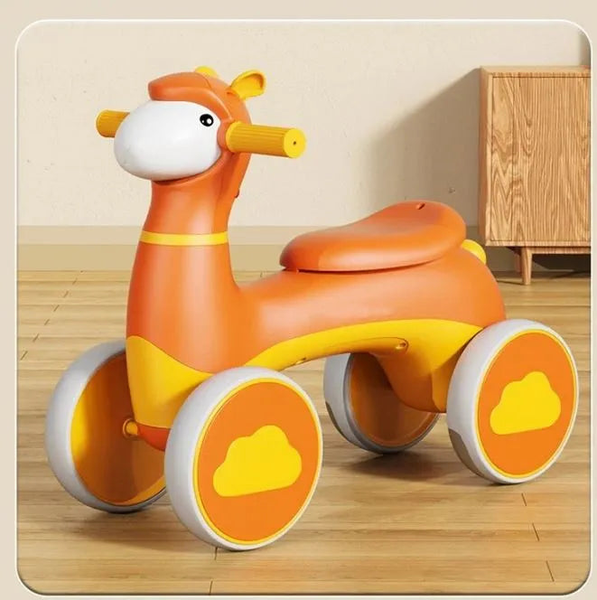 سيارة توازن للأطفال بأربع عجلات مع إضاءة وموسيقى