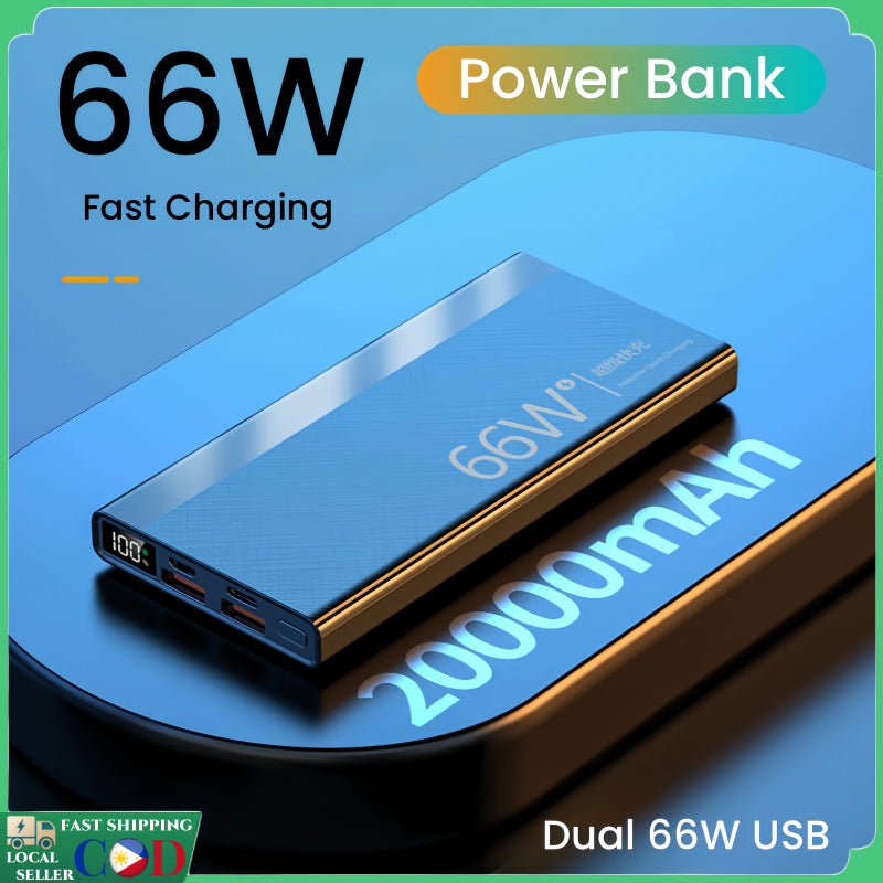 باور بانك 20000 مللى امبير لأجهزة لاب توب ، شاحن محمول، باور بانك بشحن فائق السرعة 66 واط، مع 3 مخارج و2 مداخل، شاشة LED (اسود)