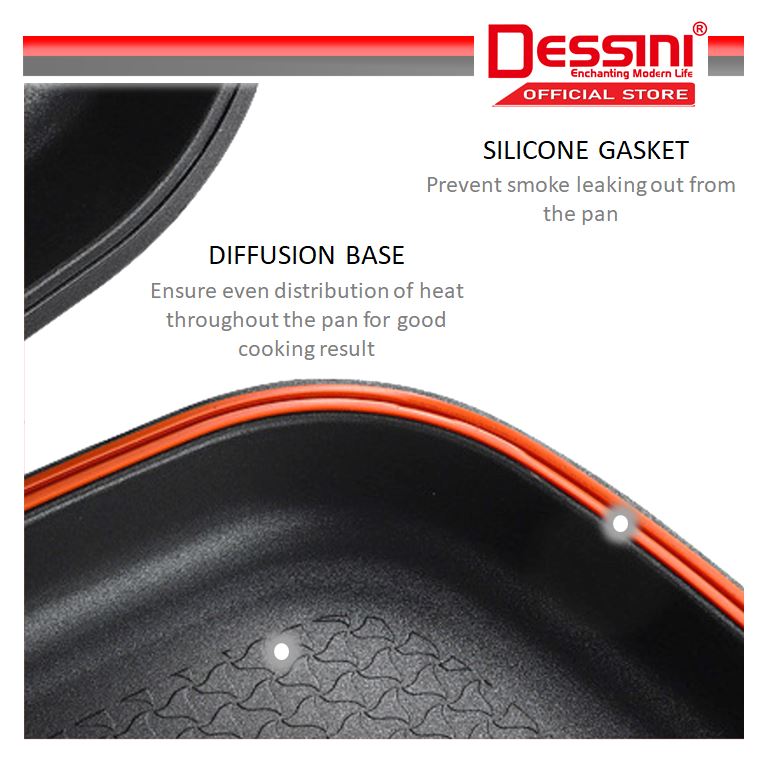 طاسة ضغط شواية بجانبين جرانيت ايطالي مقاومة للالتصاق 36 سم من Dessini Italy