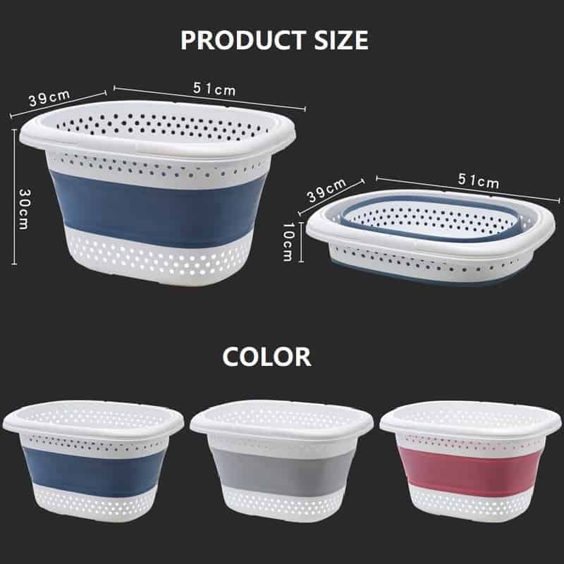 سلة غسيل محمولة خفيفة الوزن وقابلة للطي بمقابض