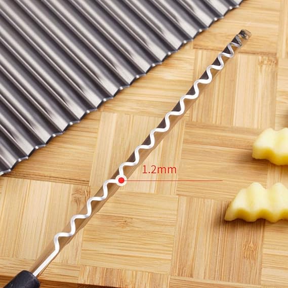 طقم سكاكين بطاطس ستانلس ستيل مكون من 2 سكين مموجتين ومقشرة، طقم 3قطع